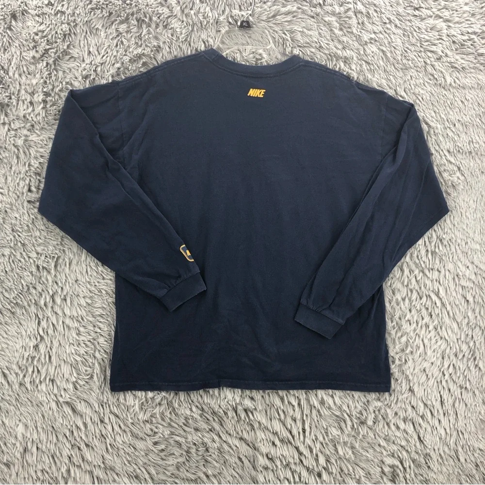 Nike Shirt Mens Large Swoosh Checkmark Navy Blue Long Sleeve
